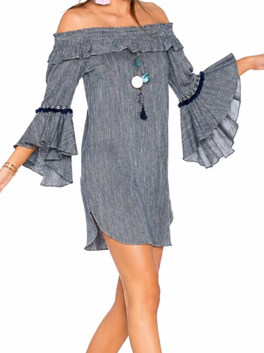 Misa Los Angeles Denim Off-Shoulder Women's Dress